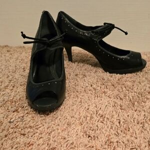 Vintage Nine West Peep Toe Heels Size 8.5 (07gw1)